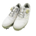 NEW BALANCE GOLF ニューバランスゴルフ WG1000WS ゴルフシューズ 千鳥 総柄 ホワイト系 23.0cm 【中古】ゴルフウェア レディース