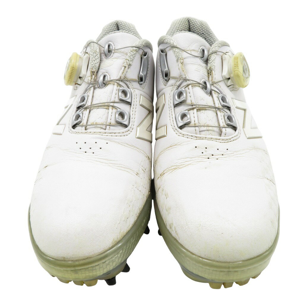 NEW BALANCE GOLF ニューバランスゴルフ WG1000WS ゴルフシューズ 千鳥 総柄 ホワイト系 23.0cm 【中古】ゴルフウェア レディース