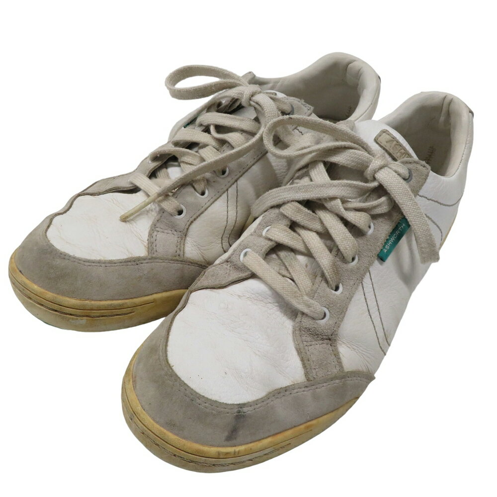 ASHWORTH アシュワース G54168 レザーカーディフ スパイクゴルフシューズ ホワイト系 27.5cm 【中古】ゴルフウェア メンズ