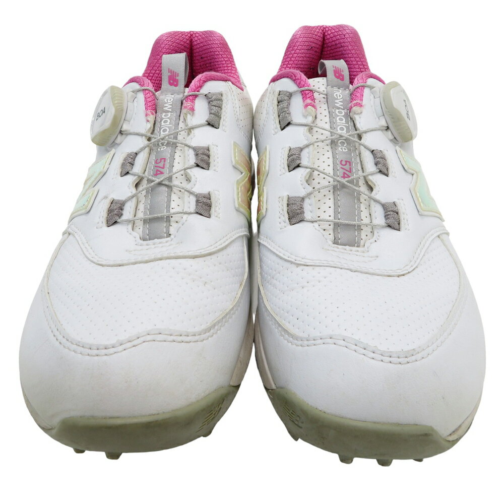 NEW BALANCE ニューバランス WGBS574H スパイクレス シューズ BOA ホワイト系 23.0cm 【中古】ゴルフウェア レディース