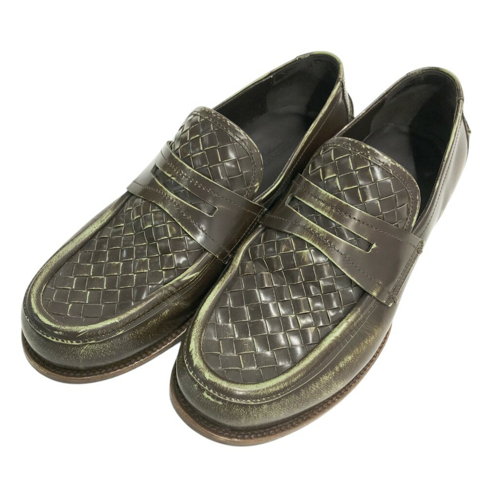 BOTTEGA VENETA ボッテガ ヴェネタ ローファー イントレチャート ブラウン系 41 【中古】メンズ