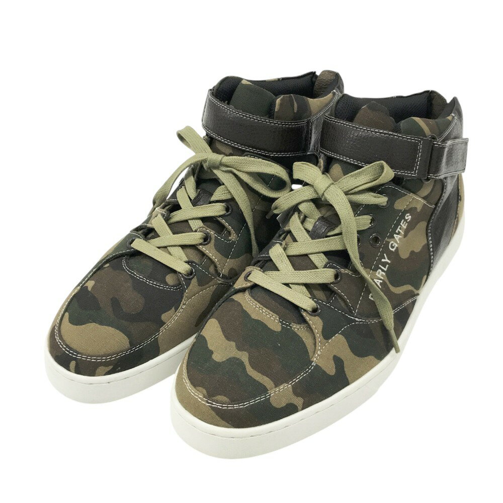 PEARLY GATES パーリーゲイツ 053-992337 ミドルカット ゴルフシューズ カモフラ 迷彩柄 カーキ系 26.5 【中古】ゴルフウェア メンズ