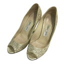 JIMMY CHOO ジミーチュウ ウェッジソールパンプス ゴールド系 36 1/2 【中古】レディース