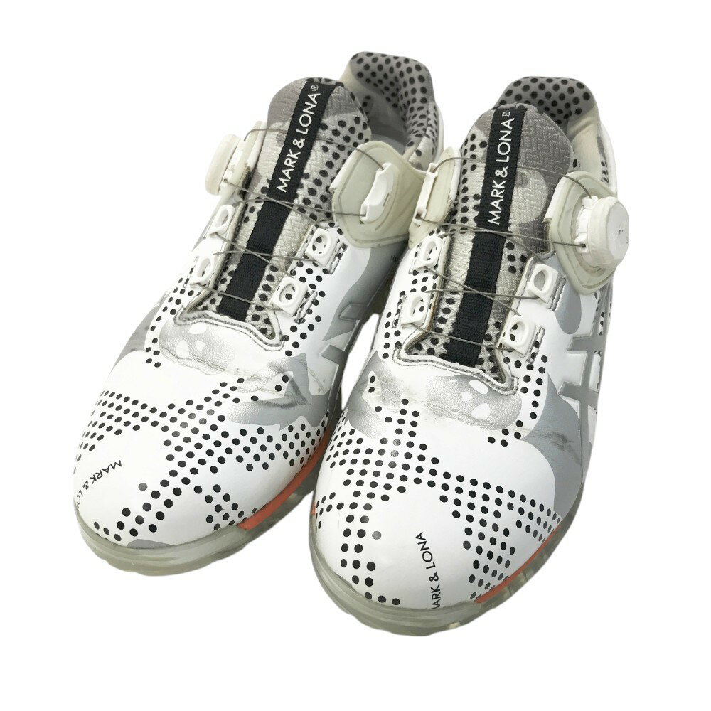 MARK&LONA マークアンドロナ ×asics 1111A203 GEL PROVECTOR BOA ゴルフシューズ 総柄 ホワイト系 25.0cm 【中古...