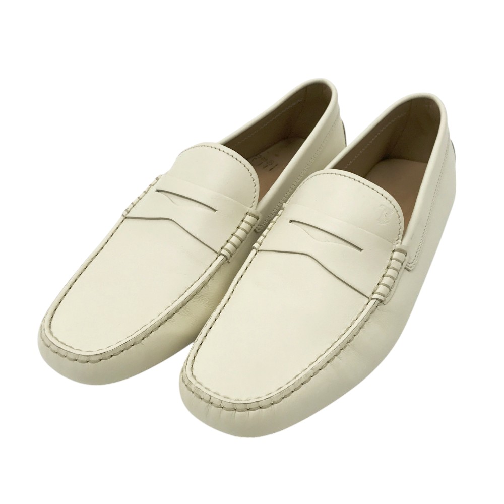 TOD'S トッズ ドライビングローファー ホワイト系 8 1/2 【中古】メンズ