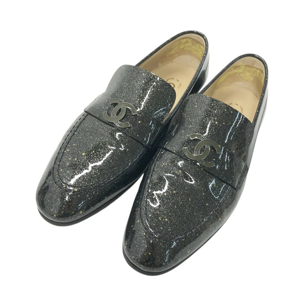 CHANEL シャネル G33153 ローファー パテントレザー エナメル ココマーク ブラック系 36 1/2 【中古】レディースのサムネイル