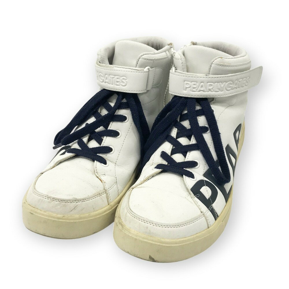 PEARLY GATES パーリーゲイツ 053-0992309 ハイカット ゴルフシューズ ホワイト系 25.5cm 【中古】ゴルフウェア メンズ