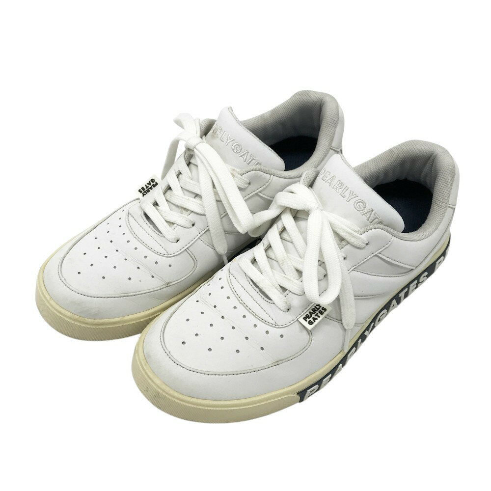 PEARLY GATES パーリーゲイツ 053-1192303 ローカットゴルフシューズ ホワイト系 26.5 【中古】ゴルフウェア メンズ