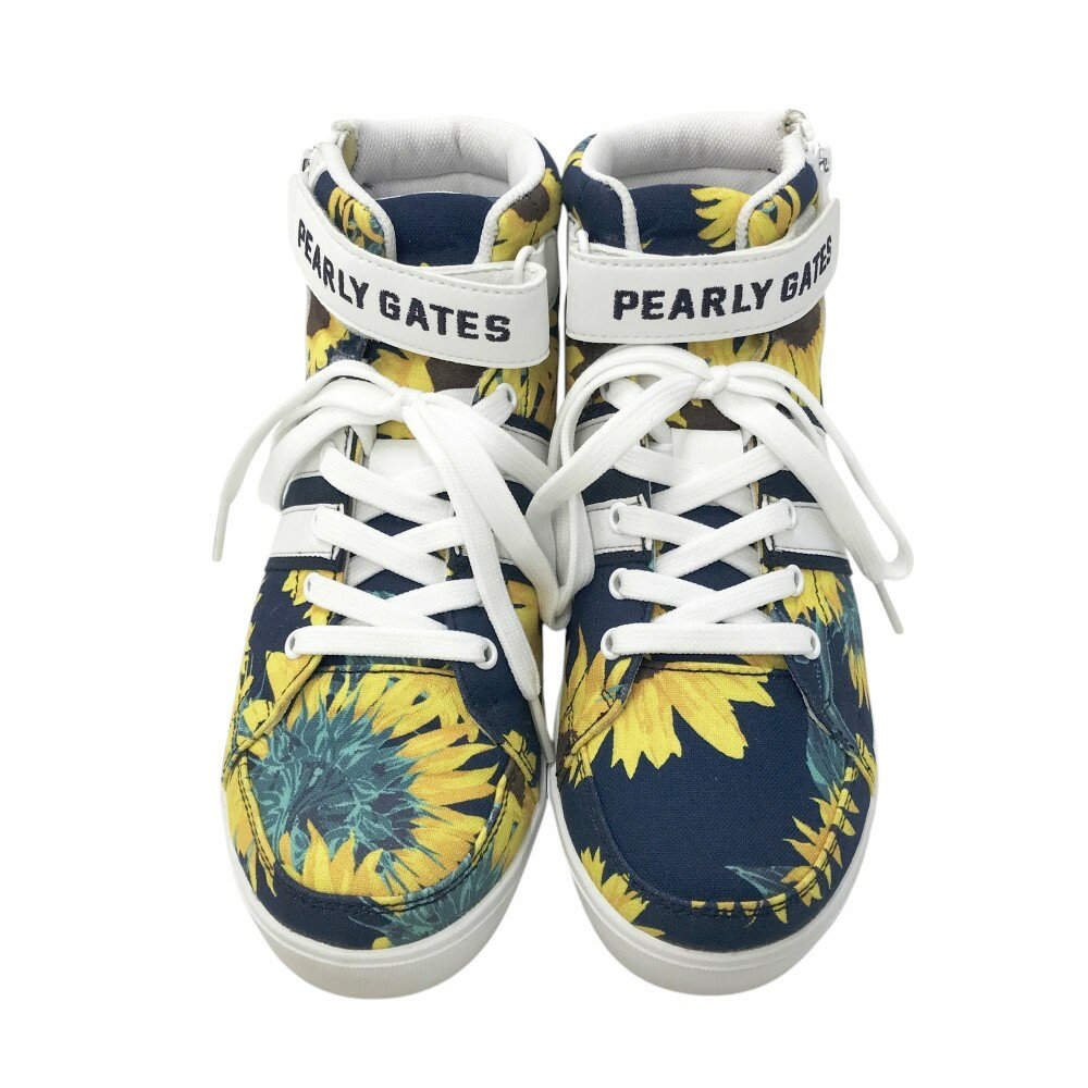 PEARLY GATES パーリーゲイツ 053-9192502 ハイカットゴルフシューズ ひまわり ネイビー系 23 【中古】ゴルフウェア レディース