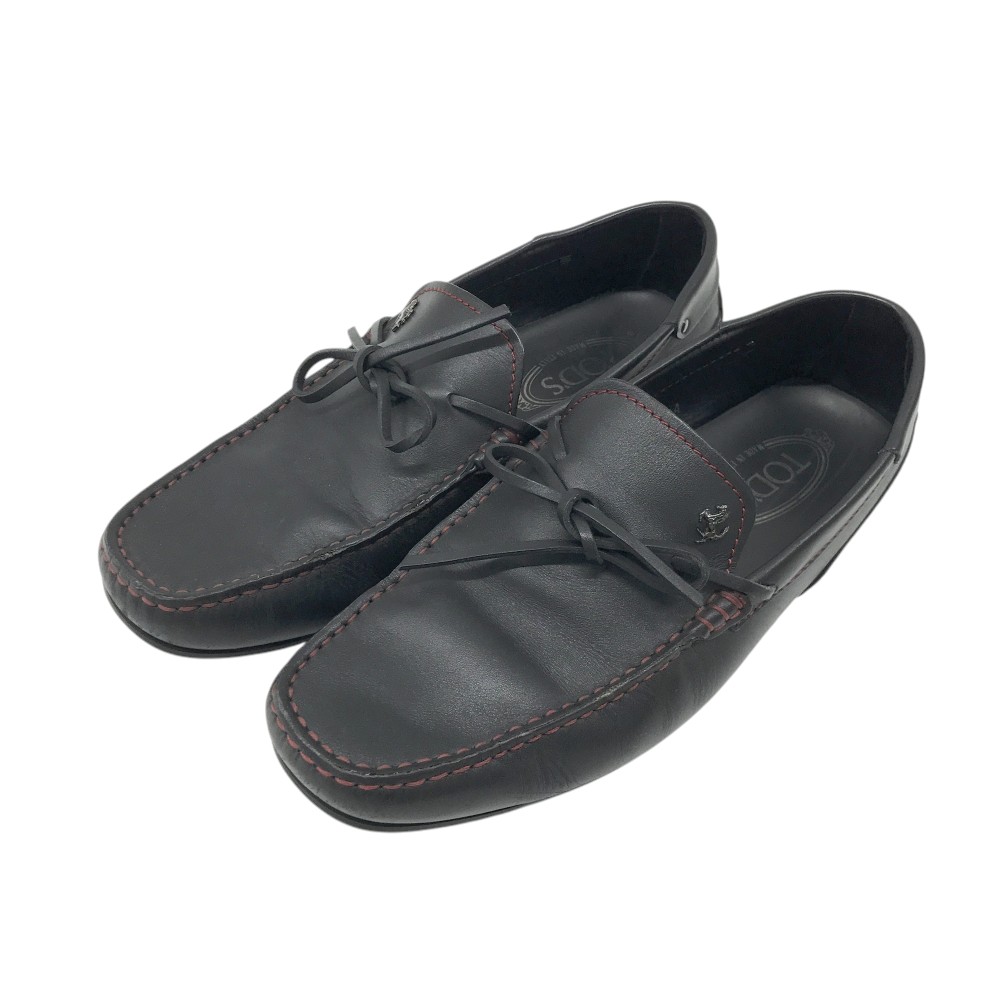 TOD'S トッズ ×Ferrari フェラーリ レザー ドライビングシューズ ブラック系 7A 【中古】メンズ