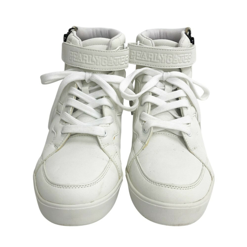 PEARLY GATES パーリーゲイツ 053-7992904 ハイカット ゴルフシューズ ホワイト系 24.5 【中古】ゴルフウェア レディース