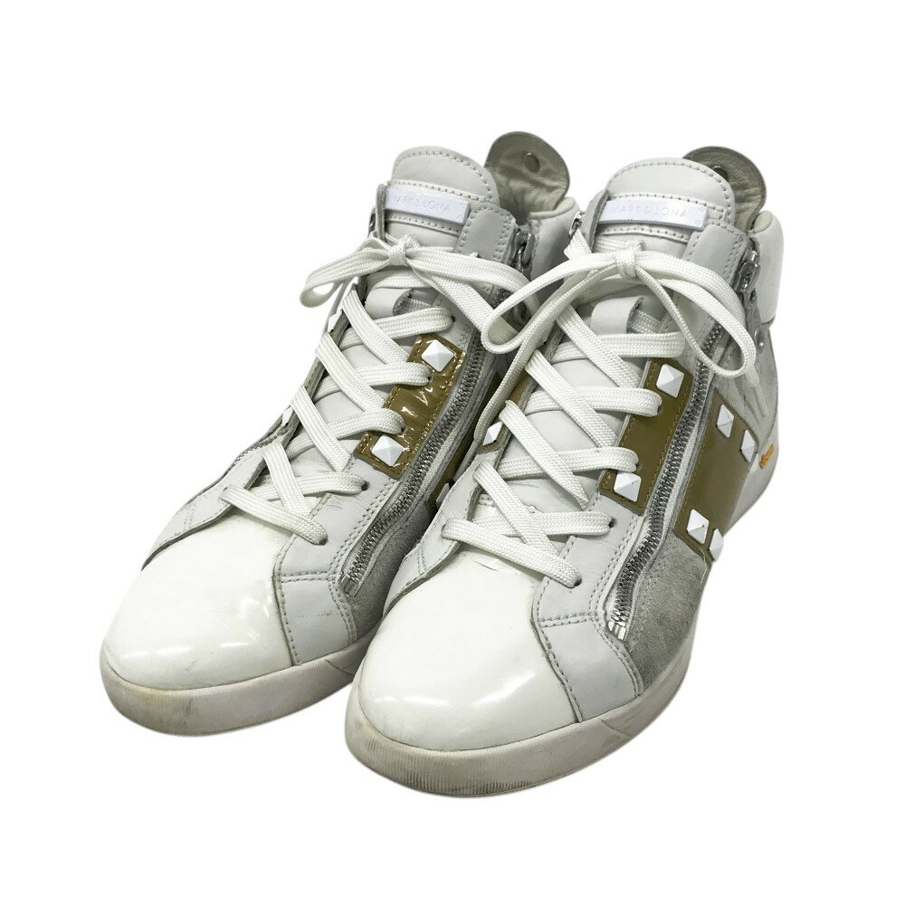 MARK&LONA マークアンドロナ MLBK-ZK28 ハイカット ゴルフシューズ ホワイト系 25CM 【中古】ゴルフウェア メンズ