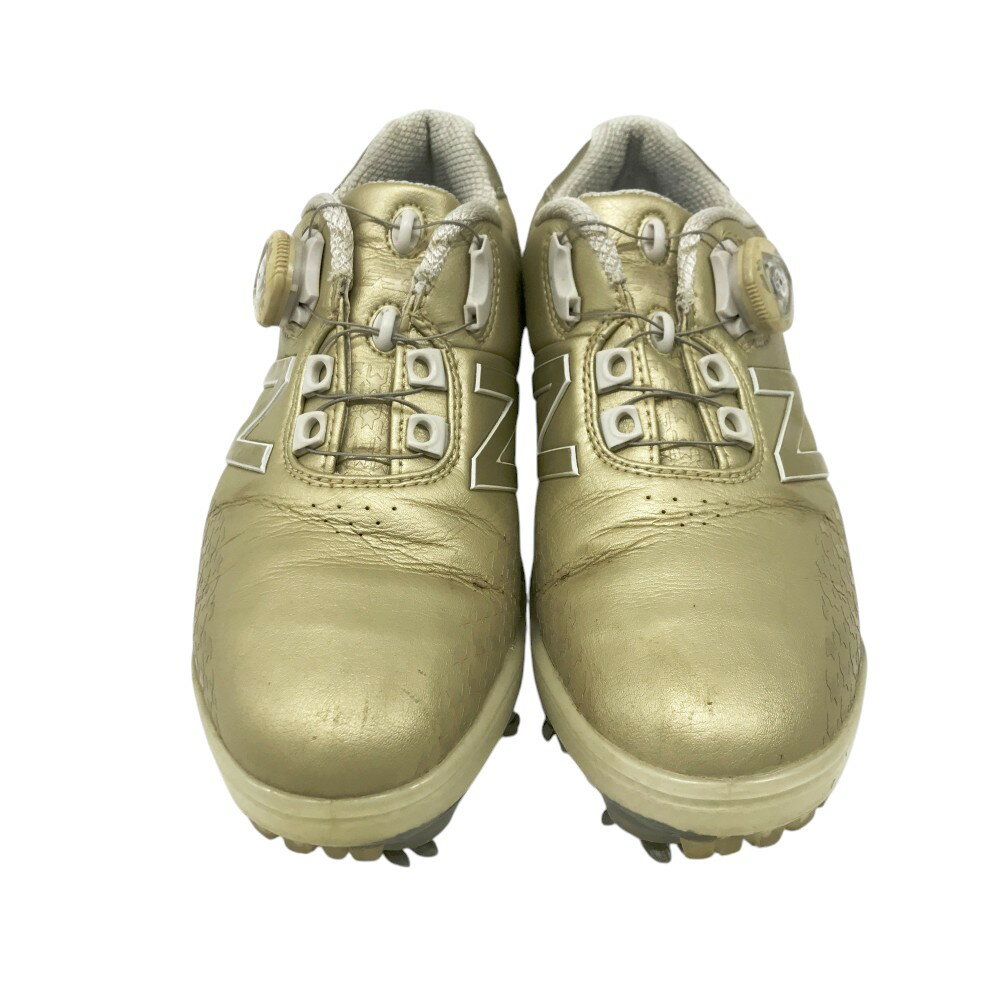 NEW BALANCE GOLF ニューバランス WG1000GD ゴルフシューズ 千鳥柄 ゴールド系 22.5cm 【中古】ゴルフウェア レディース