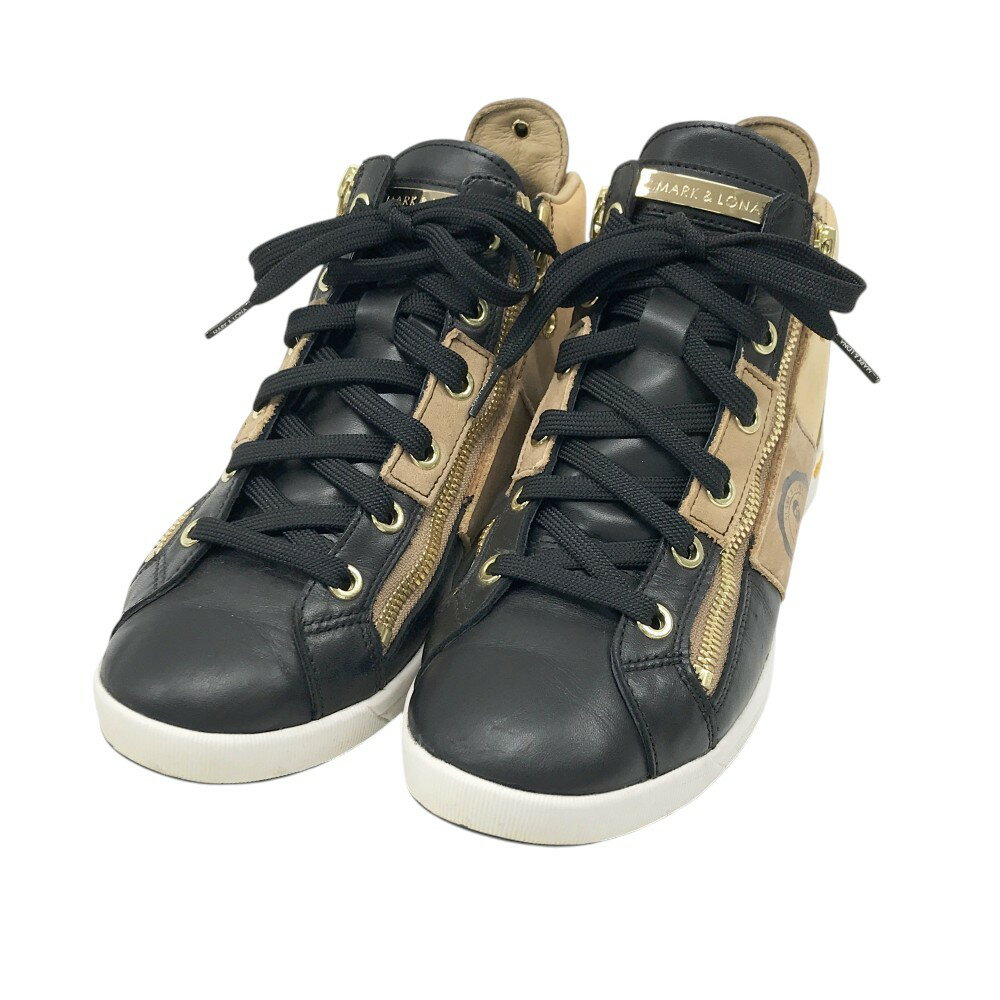 MARK&LONA マークアンドロナ ML-ZK36 ダブルジップ ゴルフシューズ ベージュ系 22cm 【中古】ゴルフウェア レディース