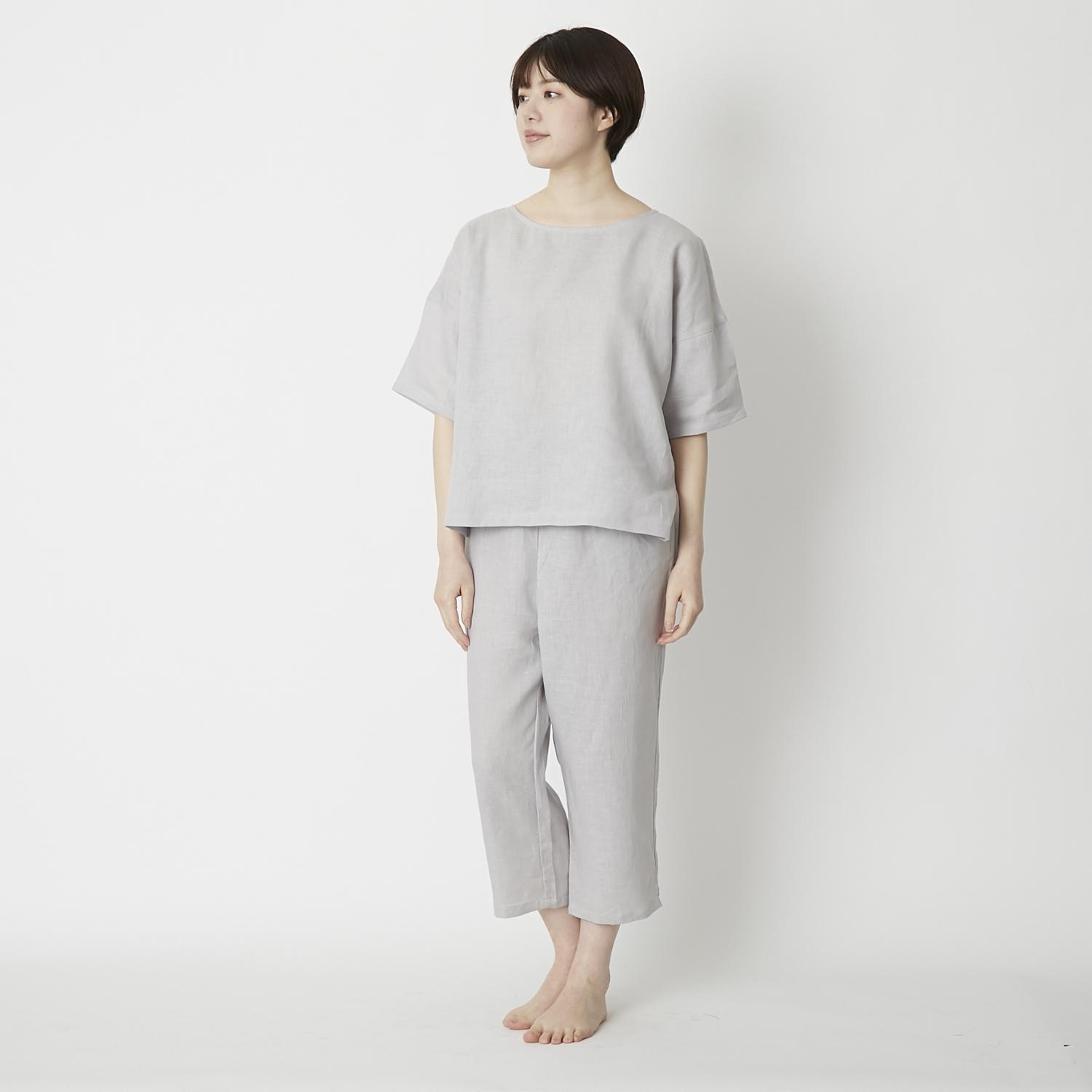 LINEN&BASIC/リネンのパジャマ兼ルームウェア スモークグレー / M