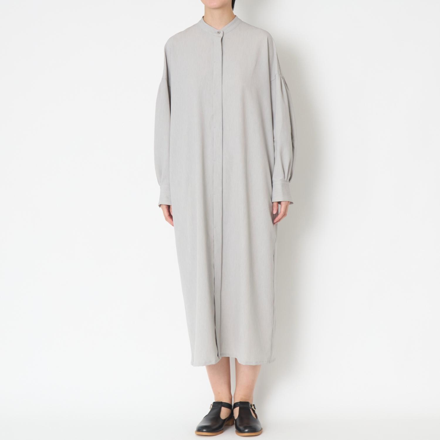 STELLA CIFFON/ウォッシャブルポリエステル前あきワンピース グレー