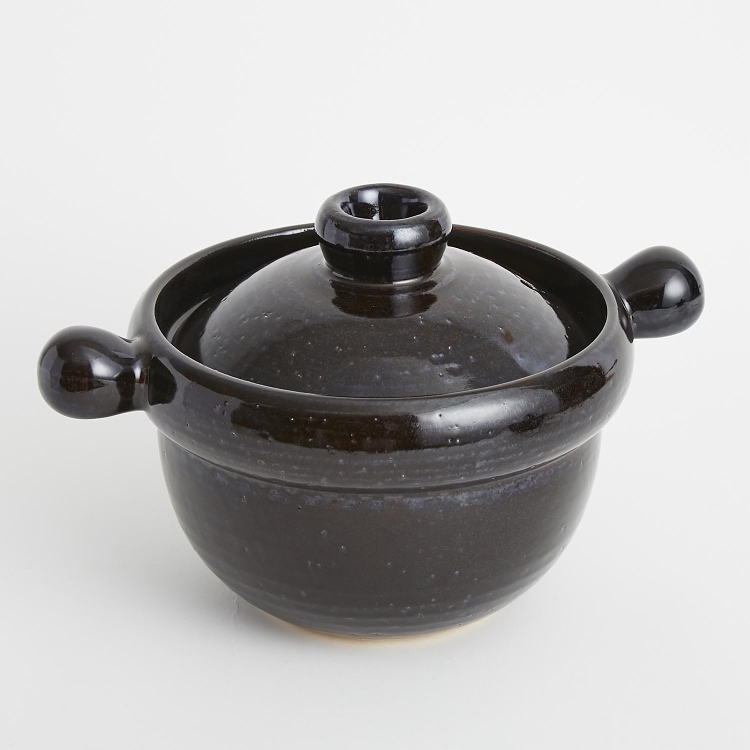 弥生陶園/丸ごはん土鍋 天目釉 4合