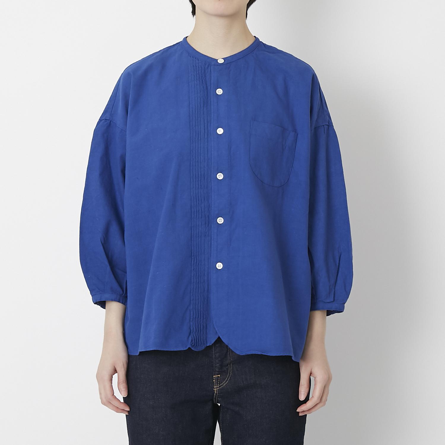 C.P.KOO/khadi cotton ピンタックシャツ ブルー