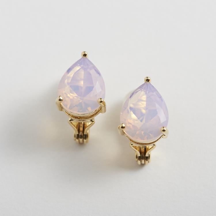 Ouca/しずく型クリスタルガラスイヤリング ラベンダーオパール
