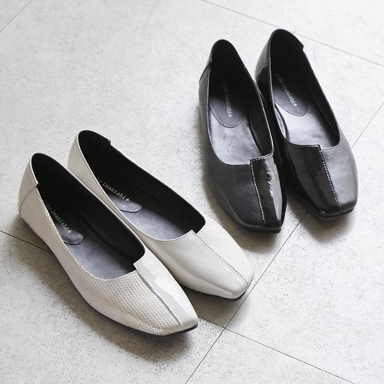 フラットシューズ 歩きやすい レディース 本革 黒 大きいサイズ パンプス ローヒール ぺたんこ スーツ オブリークトゥ 靴 スクエアトゥ 革 レザー/ yuko imanishi+/プレミアムソフトフラットシューズ ASAHI