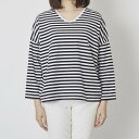 to touch/スーピマ裏毛ワイドTシャツ ホワイト×ブラックボーダー