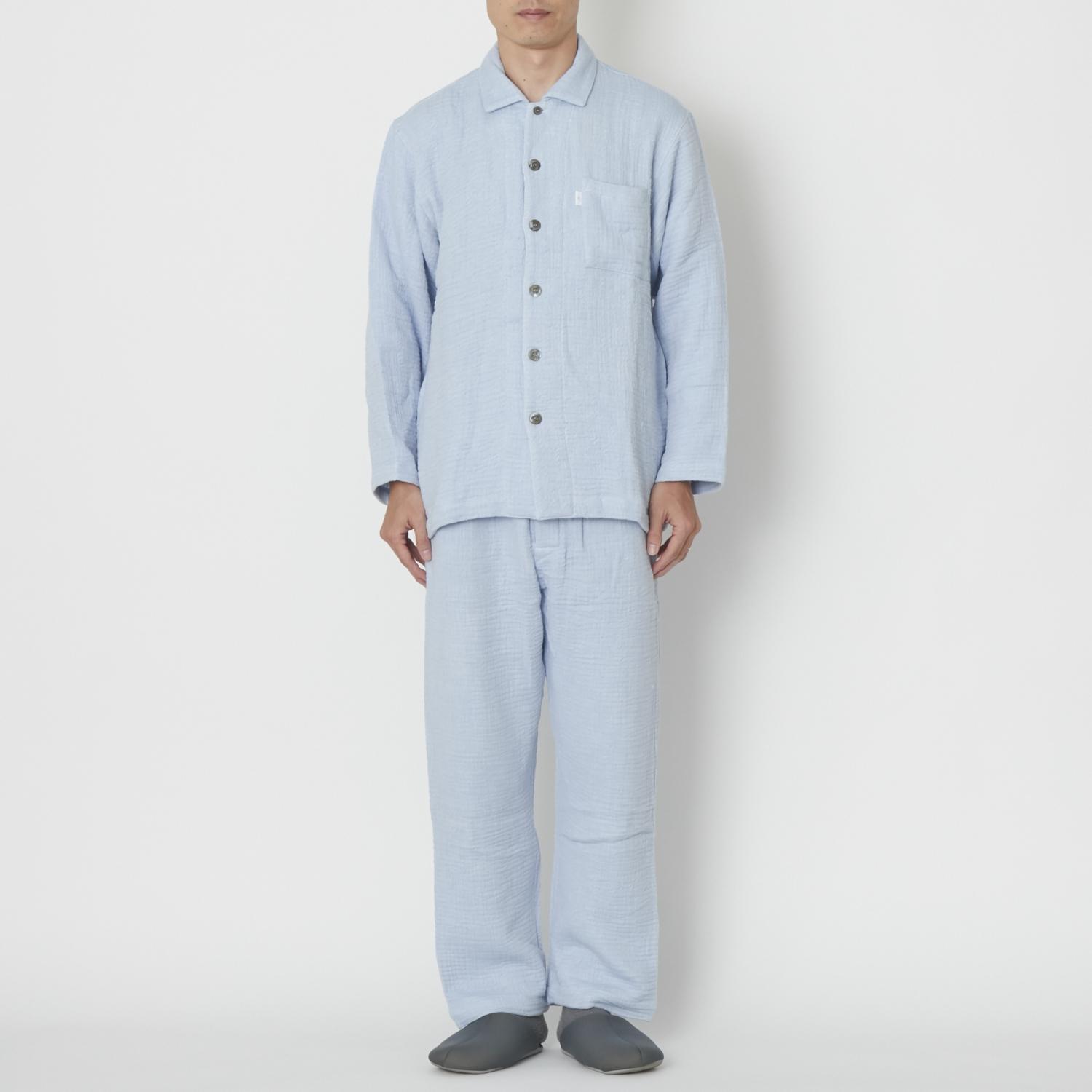 ふわふわ五重ガーゼパジャマ メンズ ブルー / L