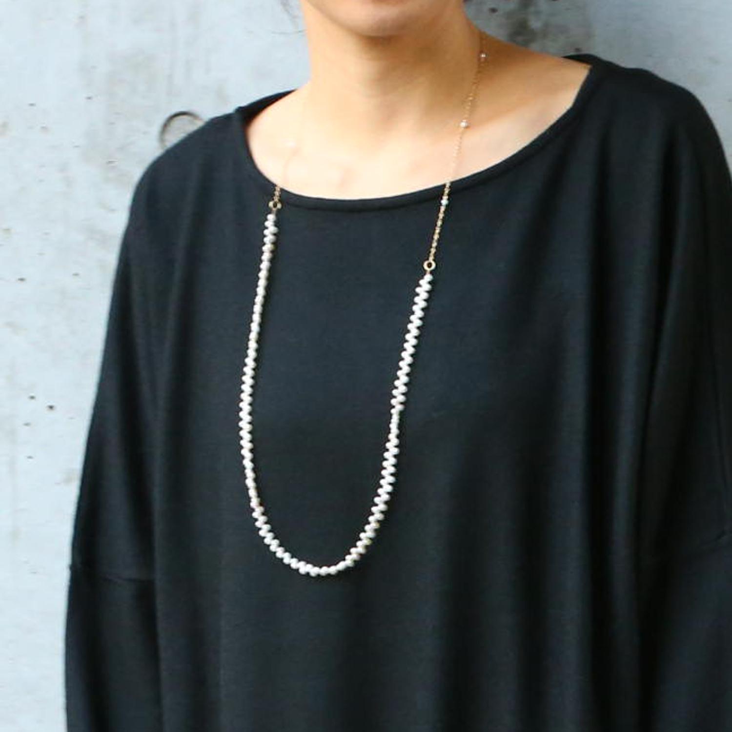 misa/two way frill pearl necklace