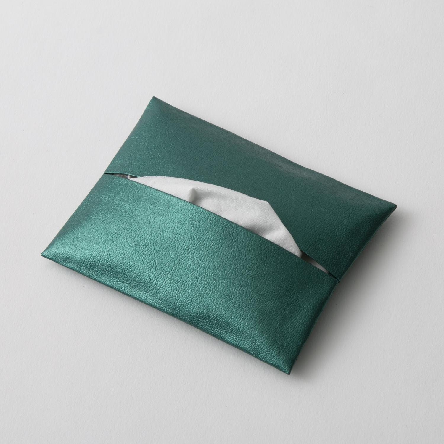 ポケットティッシュケース 子供用 サイズ ポーチ おしゃれ かわいい ポケットティッシュカバー ティッシュケース やわらかい 薄い／ MARVELOUS！/ポケットティッシュケース メタリックグリーン