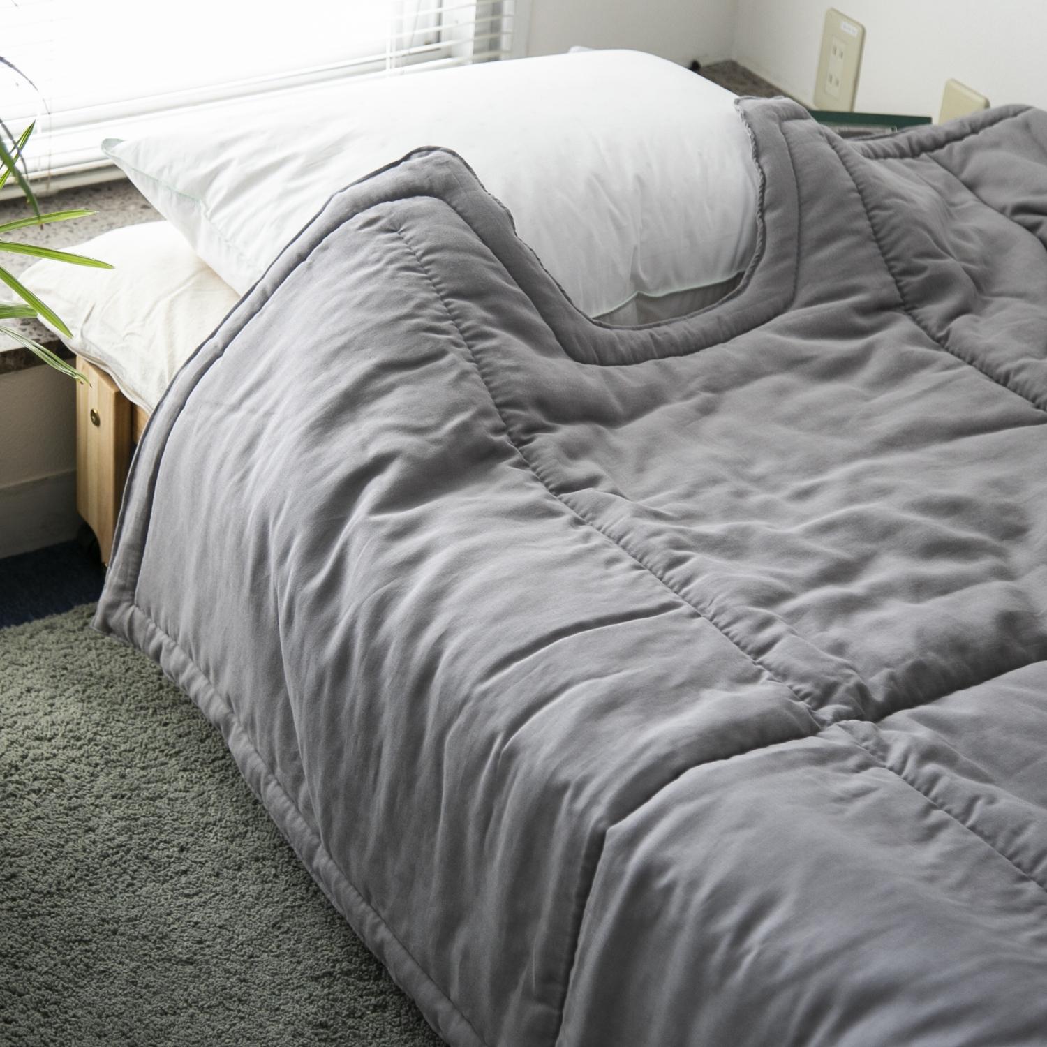 洛中 高岡屋/スフレガーゼ くびくり 薄掛けふとん グレー