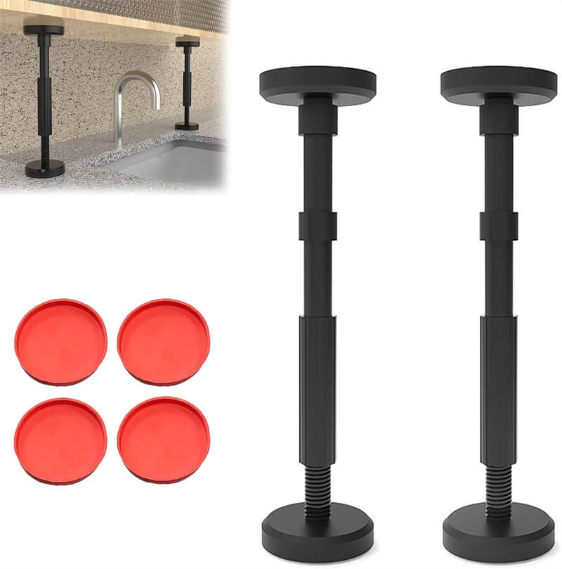 Rakuten - 4本セット 家具転倒防止 突っ張り棒 短い 伸縮棒 ジャッキ式 取付高さ18-45cm 2本セット 4本セット 耐圧200kg 狭い隙間用 防災グッズ 穴