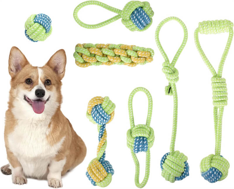 Rakuten - ペット用品 犬用玩具 ロープ 犬 玩具 噛む 頑丈 7個セット 犬 噛むおもちゃ 安全 麻 綿 犬 おもちゃ 犬 運動不足解消 室内 子犬 歯磨き