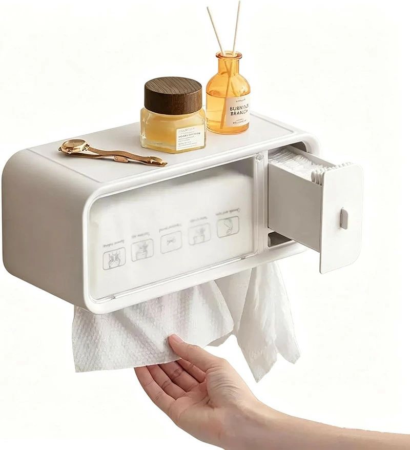 Rakuten - ティッシュ ケース 壁掛け 吊り ペーパーホルダー フェイスタオルケース メイク ボックス 北欧風 収納 ホルダー 洗面所 ティッシュ ボッ