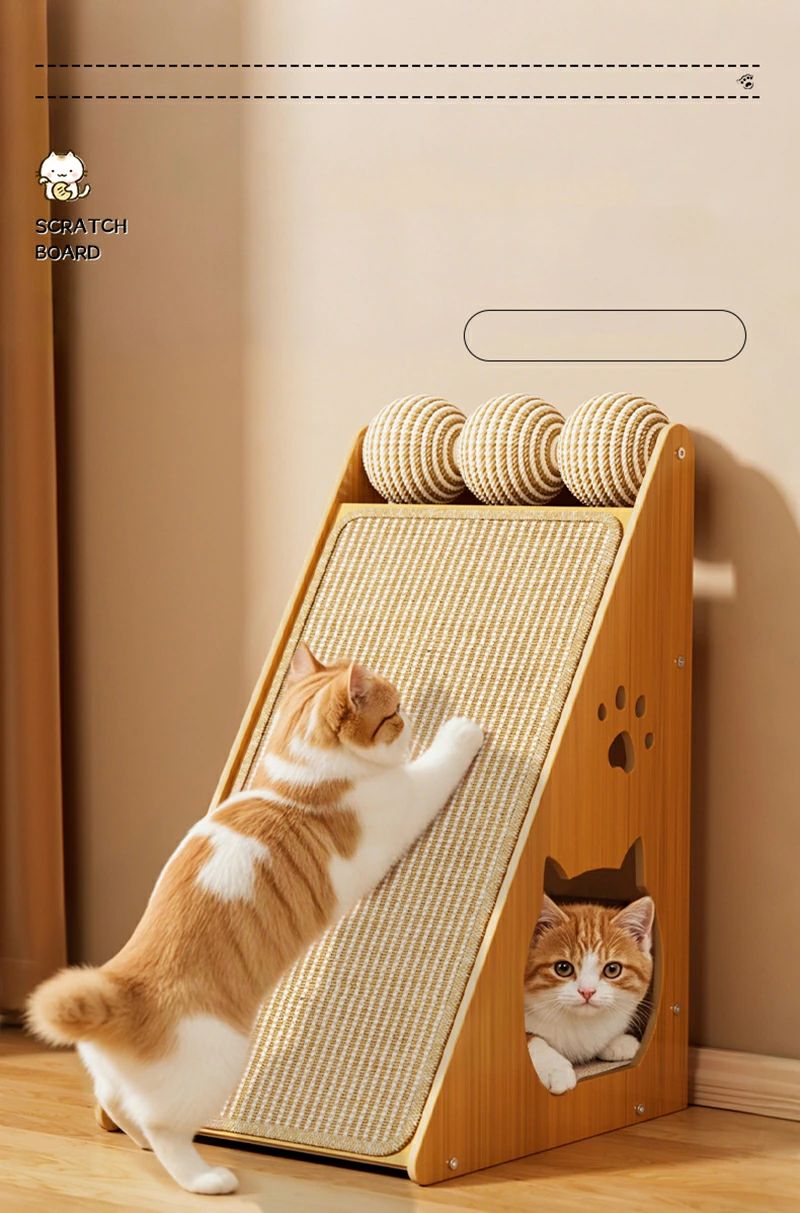 Rakuten - 自然なスクラッチングポスト、壁およびソーファのための猫のスクラッチパッド、吊るボールの屋内子猫のための耐久的なおもちゃ