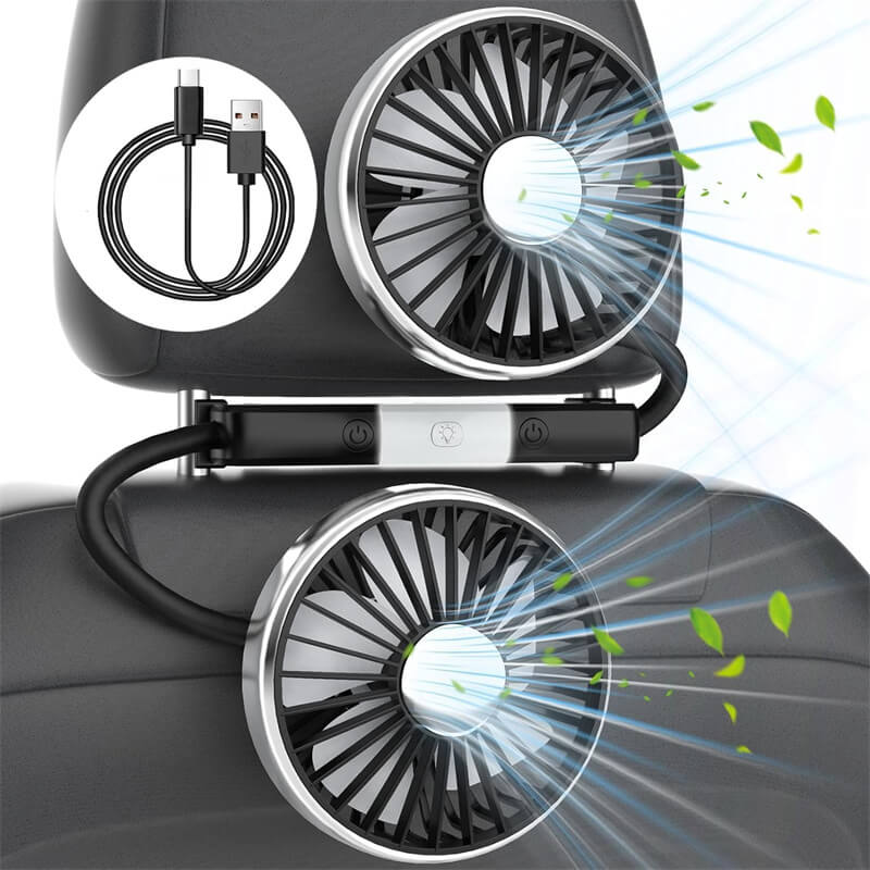 Rakuten - 【夏新登場】車 扇風機 車載 扇風機 車載扇風機 社内扇風機 車 扇風機 後部座席 扇風機 車 低騒音 ライト付き扇風機 双頭車載ファン 個