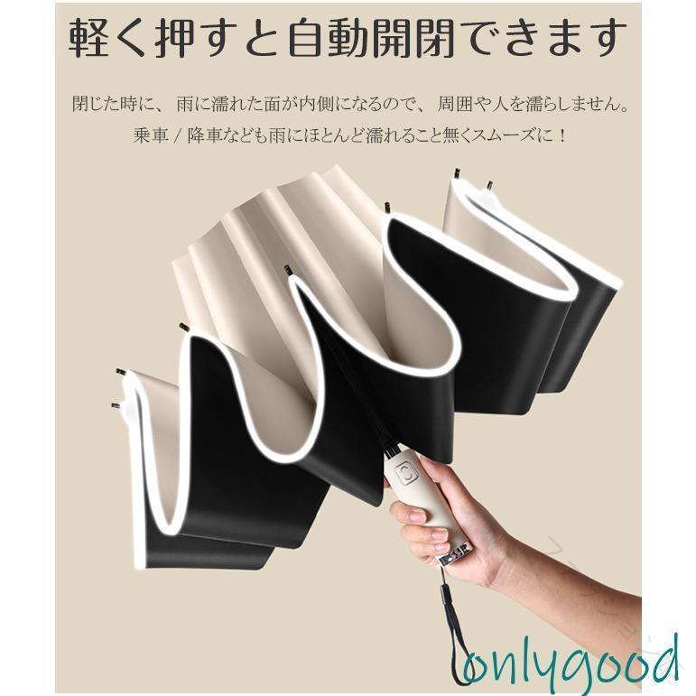 Rakuten - 折りたたみ傘 逆折り 雨傘 晴雨兼用 ワンタッチ 自動開閉 撥水加工 大きい 日傘 梅雨対策 10本骨 男女兼用 頑丈 撥水力強い 持ちやすい
