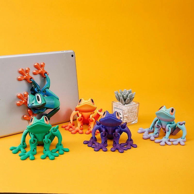 エスティ商事のカエル磁気冷蔵庫マグネット エコPLA素材 3Dプリント 関節可動 ストレス解消 ポーズ可能 動物 磁気デコ キッチン オフィス 自宅 車 デ｜アングル3