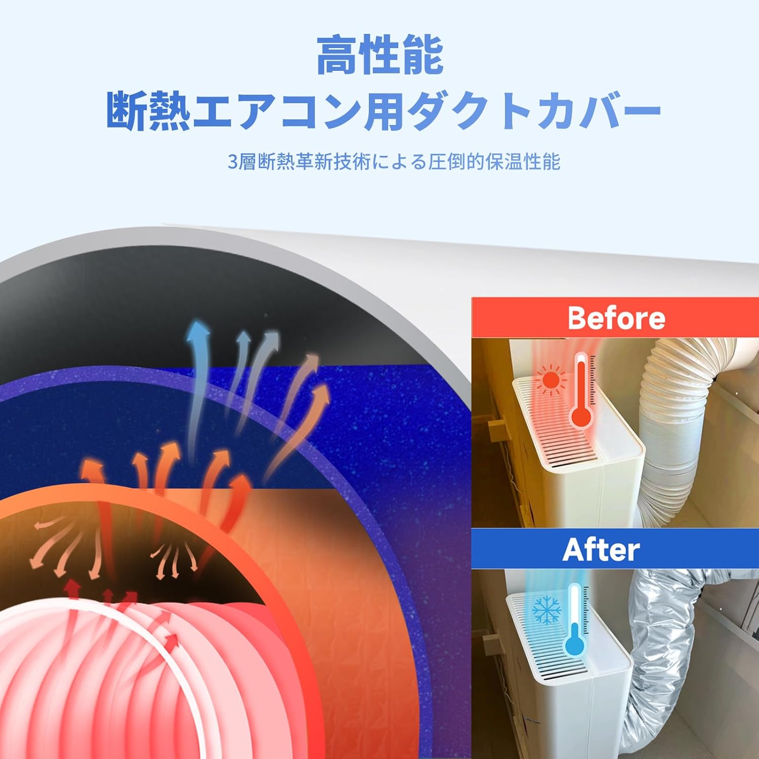 エアコンホースカバー スポットクーラー ダクトカバー スポットエアコン用ダクトホ...