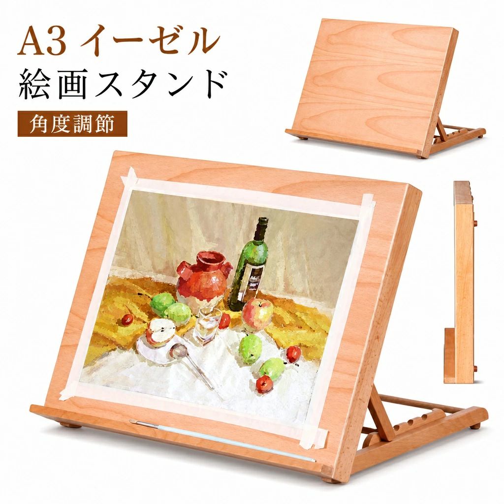 イーゼル 絵画スタンド A3 卓上 木製 角度調節 折りたたみ 油絵 水彩画 スケッチ 手芸 アート用品
