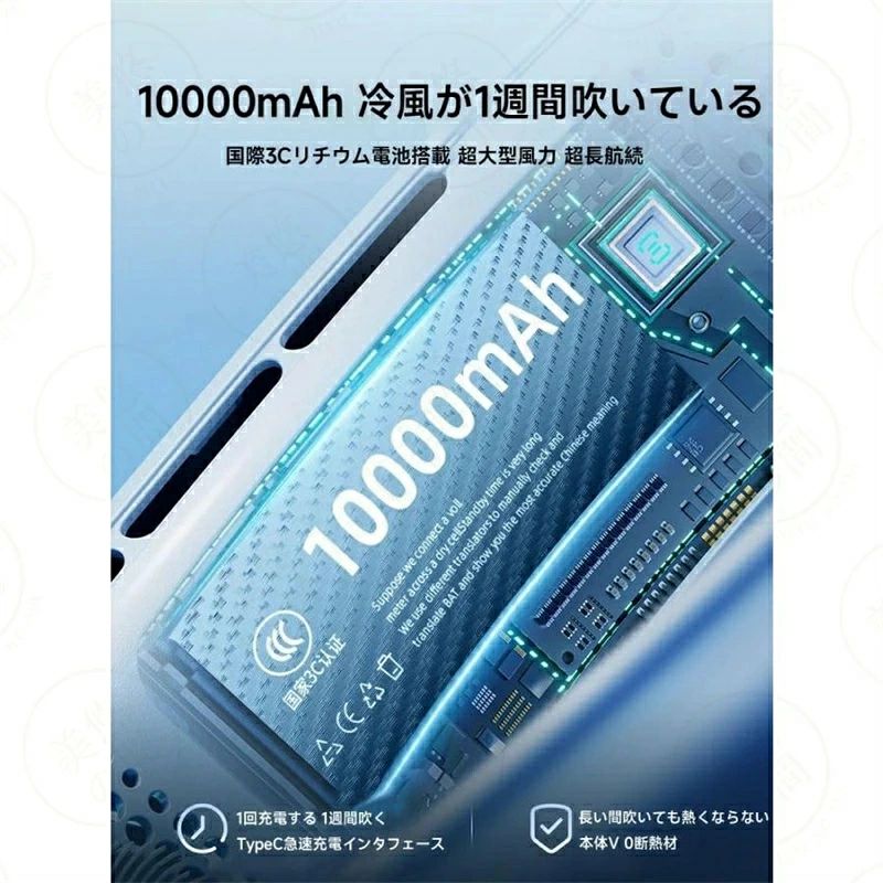 エスティ商事の【2026 新登場冷却技術・夏日限定 特別記念】 ネッククーラー 冷却プレート 首掛け扇風機 【10000mAh ・ 最長持続バッテリー 】半導体冷却｜アングル3