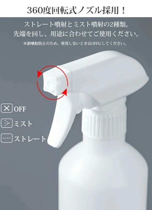 エスティ商事のスプレーボトル アルコール対応 500ml 遮光スプレーボトル 大容量 10本セット 次亜塩素酸水 2種類の噴射モード トリガースプレータイプ｜アングル3