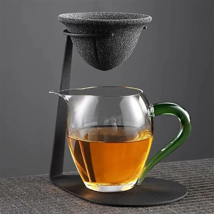 エスティ商事のコーヒーフィルター 茶漉し スタンドセット 無孔 セラミックフィルター 茶漉し&コーヒードリッパー対応 微細孔フィルター コーヒー濾過｜アングル2