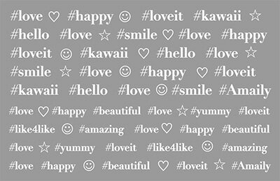楽天スタジオ　ネイル在庫一掃 即納 メール便無料 Amaily アメイリー ネイルシール No.2-16 ハッシュタグ 白 Amaily アメイリー ハッシュタグ # LOVE HAPPY kawaii smile hello メッセージ 貼るだけ 簡単