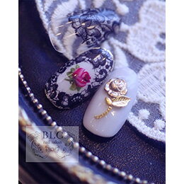 BLC for CORDE ラインフィルム 総レース ブラック 002 ネイルシール デコネイルシール フラワー 花 レース