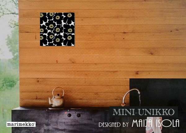 Marimekko (マリメッコ) ファブリックパネル ファブリックボード MINI-UNIKKO（BLK）ミニウニッコ[ご注文サイズ：30cm×H30cm] 北欧 ファブリック