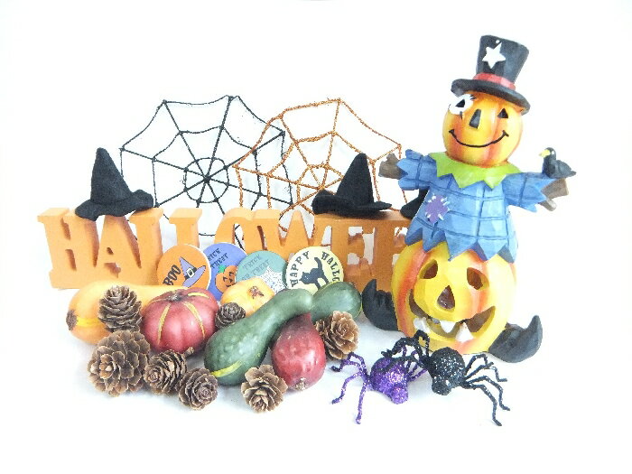 ハロウィン デコレーション キット かぼちゃ クモ クモの巣 魔女の帽子 ハロウィンロゴ インテリア オブジェ 店舗 装飾 ディスプレイ かわいい おしゃれ 玄...