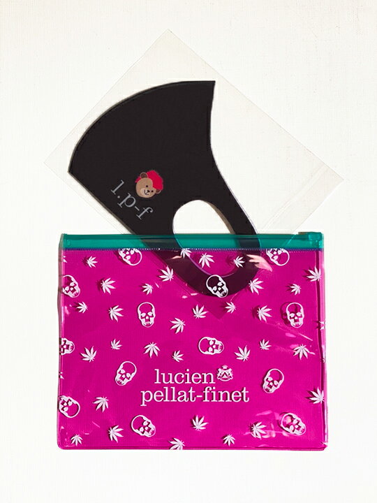 【定価2,200円(税込)】lucien pellat-finet ルシアンペラフィネ　特製マスクポーチ付き　パンクベアマスク！　プラスワンアイテム！肌当たりの優しいソフトな付け心地のマスク 洗えるマスク　Mask ブラック 手洗い可【お一人様10点まで】　0225