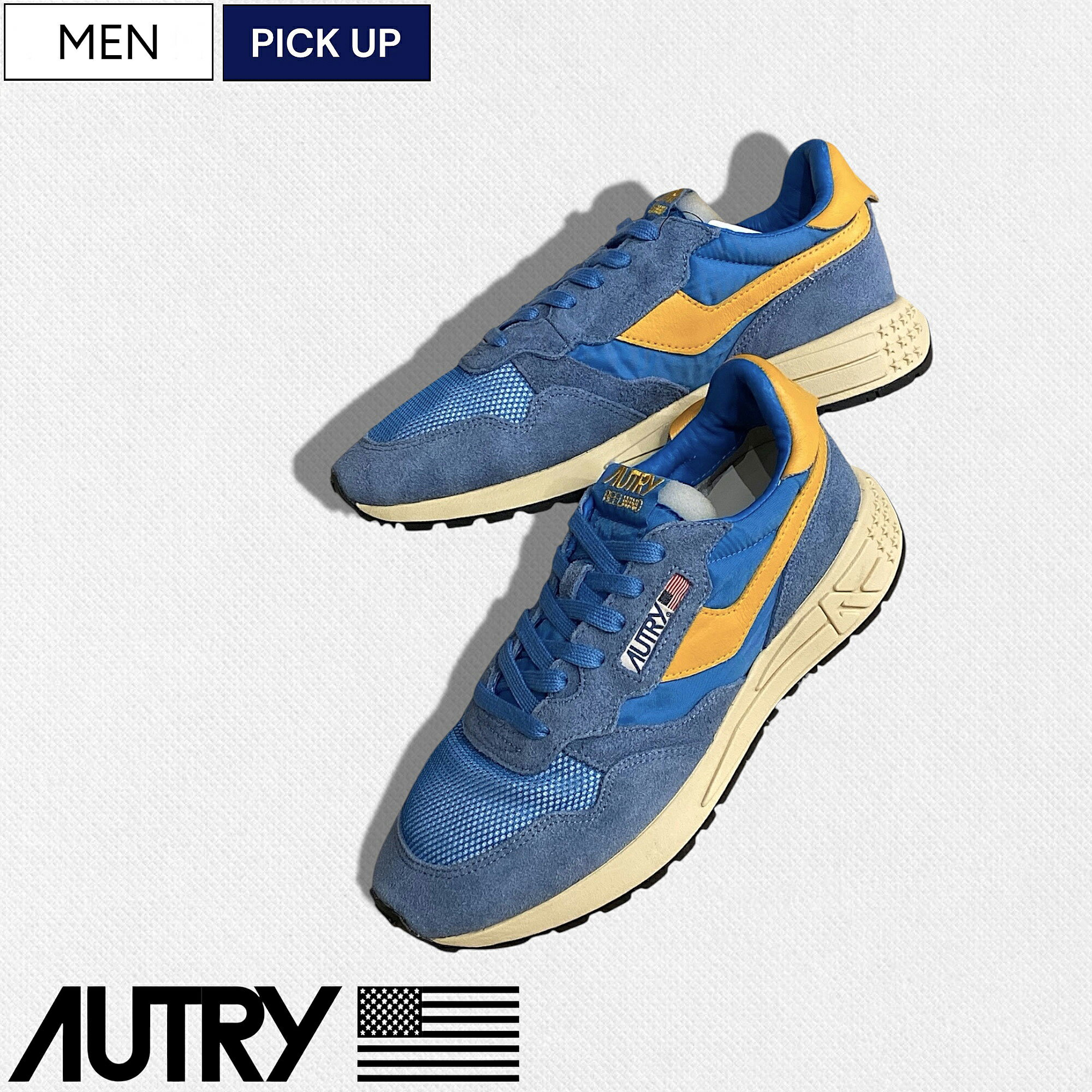 楽天Studio Route134【定価36,300円（税込）】AUTRY-オートリー- ランニングシューズをアップグレードしたラグスポで上品な1足！肉厚なEVA素材のインソールで快適な履き心地メッシュ＆スウェードレザーコンビスニーカー【REELWIND-リールワインド-】 星条旗 靴 シューズ メンズ SWWLMUT WWLM-UT02