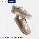 【定価39,600円(税込)】CRIME LONDON クライムロンドン 上質なコンビネーションレザーでラグジュアリーな足元を演出♪ ブランドロゴ入り スウェードレザースニーカー 靴 シューズ ベージュ LOW CAT 01564028 40 41 42 43 44 45 メンズ