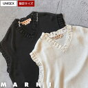 【定価104,500円(税込)】MARNI -マルニ- 大人の余裕漂わせる仕上がり!首元のブランドロゴ刺繍がアクセントになる デストロイ加工ニットベスト クラッ...