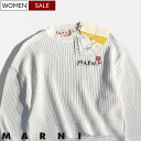【定価149,600円(税込)】MARNI -マルニ- 刺繍ロゴとスリットデザインで旬なコーデを演出する!ブランドロゴ刺繍クロシェ編みニット セーター サマー...